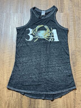 30A J America Tank Top Womens Small S Ash Gray Crabby Steves Beach Summer Logo